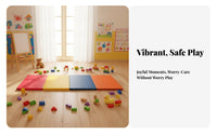 Rainbow Gymnastics Mat Colorful Foldable Kids Play Mat Shock Absorbent Multi Section Crawling Pad for Young Children, Preschoolers, Daycare, Home