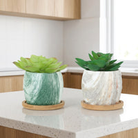 Plant Pots for a Modern Indoor Plant, Marble Pattern Ceramic Pots for Home Office Decor, Semi-Handmade Flower Pots, Unique Gift for Teacher