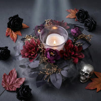 Artificial Rose Candle Collar Gold-Toned Accents Candle Collar Wreath