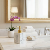 Resin Shampoo Bottle High-End Design Marble Pattern Dispenser Bathroom Supply Easy to Clean Liquid Container for Hotels, Kitchen