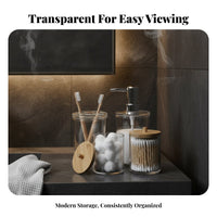 4 Pieces Transparent Design 4-Piece Dispenser and Jar Set Modern design Vanity Container Set Functional Countertop Organizer shockproofResistant for Makeup Users, Adults, Restroom