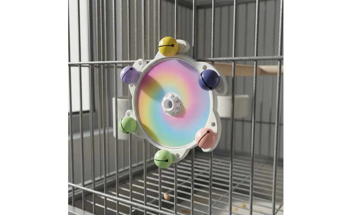 Parrot Rotating Wheel 360° Rotation Interactive Parrot Toy Colorful Design Rotating Bird Toy for Cockatiels, Lovebirds