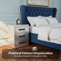 utilitarian design Bedside Drawer Cabinet Vintage Look Riveted pilot-inspired End Table Sturdy and long-lasting Nightstand space-saving Design for Interior Decorators, Apartment Dwellers, Bedroom, Small areas, Dorm Room, Man Cave