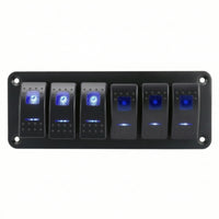 Rocker Switch Panel Automotive-Style Switch Panel with Blue LED Slim for DIYers, Dashboard, off-Road Vehicle