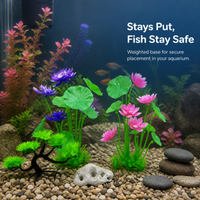 Aquarium Plastic Plants Decoration Set for Fish Tank Turtle Tank Landscaping