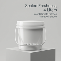 4L Food Storage Container with Lid, Airtight Food Storage Bucket, Kitchen Storage Boxes with Lids for Food, 4 Litre Food Storage Container