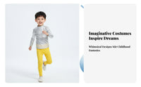 Shiny Silver Spacecraft Costume Yellow Trousers Spacecraft Stage Costume Smooth Finish Dress-up Item Long Sleeve for Children, Performance