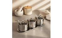 Stainless Steel Seasoning Container Set Dishwasher Safe Kitchen Countertop Seasoning Organizer for Dining Table