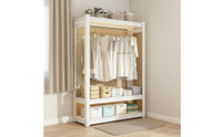 Large Capacity Metal Clothes Rack with Shelves Dust-Proof Curtain Accessible Wardrobe Rack Freestanding Closet System for Bedroom, Small Apartment, Entryway