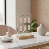 Nail Shape Guide Acrylic Nail Shape Chart Manicure Reference Guide Self-Standing Display Board with Holder Compact