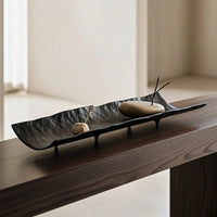Boat Tray Hammered Fruit Tray Low-Profile Centerpiece Bowl for Dining Table, Reception Area