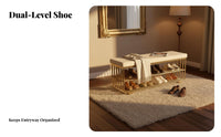 Luxurious Design Upholstered Shoe Rack Bench Padded Seat paded Rack Bench adaptable Use Entryway Seating Multi-Purpose for Apartment Dwellers, Homeowners, Hallway, Mudroom, Bedroom, Living Room