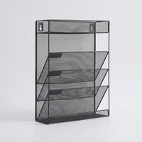 5-Tier Wall Mounted File Organizer, Metal Hanging Document Rack for Office Organization, Magazine Holder for Students, Mesh Storage