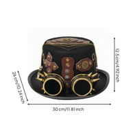 Vintage Industrial Steampunk Top Hat Gear Ornaments Gothic Top Hat Brass Rivets