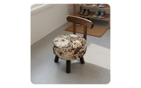 Low Stool Firm-Density Foam Upholstered Short Stool Minimalist Design Wooden Leg Makeup Bench for Living Room