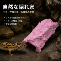 Leopard Gecko Shelter Reptile Wet Shelter Resin Artificial Rock Hideout 4.3×8.5×2.5cm