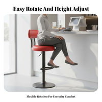 Stable Round Base Adjustable Swivel Stool Integrated Footrest Adjustable Swivel Stool with Backrest Floor Protection Loop Bar Chair Wide Padded Seat for Business Owners, Homeowners, Counter, Reception Desk, Kitchen, Cafe