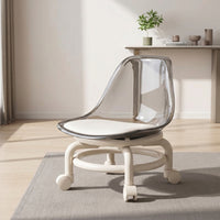 Rolling Stool with Backrest Padded Low Stool with Wheels Easy to Clean Rolling Chair with Backrest for Toddlers, Home Office, Bedroom, Living Room