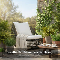 Wicker Design configurable Rattan Daybed Weather-Resistant Canopied Patio Daybed Deep pads Outdoor Seating machine-easy-to-clean sleeves for property owners, Families, Adults, Sunroom, Garden, rearyard, waterside