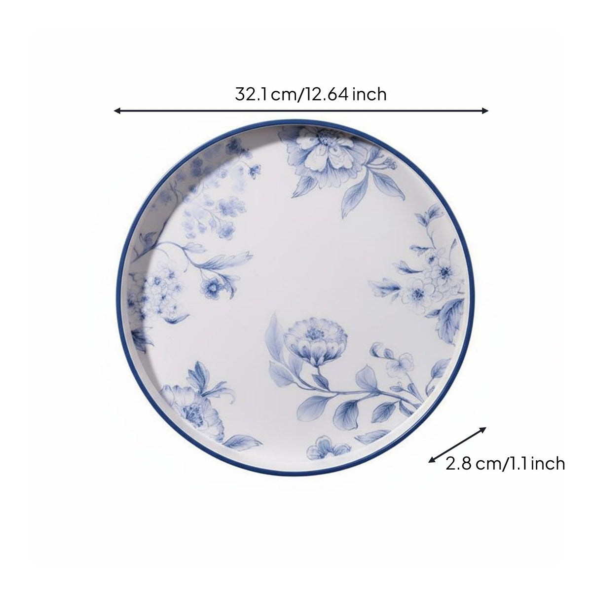Food-Grade Material Blue and White Floral Dinnerware Heat-Insulating Chinese Design Melamine Tableware Chip Resistant for Restaurants