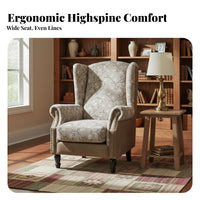 Patriotic Country Aesthetic Patchwork highposterior chair Retro Look highposterior chair High rear Armchair sturdy Wood Frame for Vintage look Lovers, Interior Designers, Living Room, perusing corner, Bedroom, Reception Area