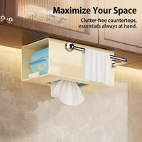 Pantry Space Saving Carbon Steel Under Cabinet Dispensing Paper Towel Holder, Multi-Functional Storage for Kitchen and Home Cooks