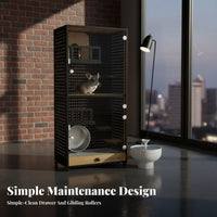 With Cooling System Chinchilla Villa Luxury Cabinet Design Indoor Pet Enclosure ampleLarge Space Small creature Habitat Ventilated Pegboard for Living Room, Bedroom, Home