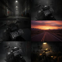 PU Leather Motorcycle Front Bag Gothic Motorcycle Bag with Skull Long-Lasting Storage Pouch Compact for Cruisers