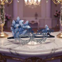 Butterfly Masquerade Mask Adjustable Lace Mask with Rhinestones Ornate for Women