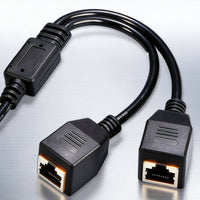 One-to-Two RJ45 Splitter Cable Shielded Ethernet Adapter Cable Wired Networking Equipment Pure Copper for Office Wiring