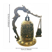 Antique Style Bronze Bell Housewarming Gift Chinese Dragon Bell Ornament Meditative Home Decoration for Entryway