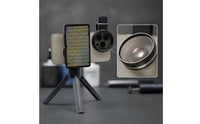 Compact Phone Photography Accessory with LED Light Portable Mobile Device Tripod with Mirror Lens Handheld Phone Mount with Tripod Anti-Glare for Photographers