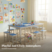 Rectangular Kids Creative Activity Table Colorful Design Kindergarten Group Learning Table Sturdy Construction Multi-Student Activity Desk