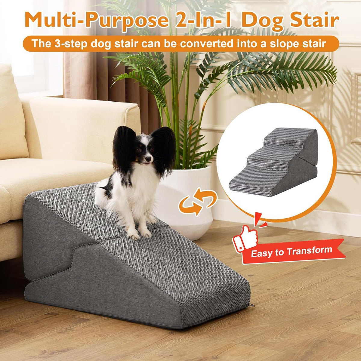 Pet Staircase for Small Dogs with Removable Washable Sponge Steps