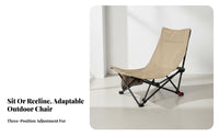 Foldable Adjustable Recliner Ergonomic Design Camping Chair Thickened Headrest Portable Seating Stable Frame for Beachgoers, Homeowners, Fishing, Beach, Deactivatedice, Poolside