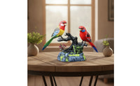 Detailed Parrot Figurine Tropical Parrot Statue Realistic Figurine with Branch Base Lifelike for Collectors