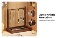 6 Hooks Calligraphy Brush Rack Arched Frame Desktop Brush Organizer Wooden