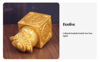 Feng Shui Chinese Wealth Seal Auspicious Design Chinese Fortunate Wealth Bag 360° Rotatable for Office Workers, Home Decor