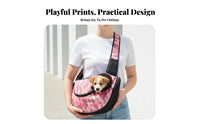Breathable Mesh Pet Carrier Cute Print Pet Shoulder Bag Convenient Carry Design Portable Pet Carrier for Travel, Outdoor, Pet Hospital Visits