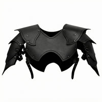 Leather-Like Cosplay Plate Riveted Trim Layered Chest Plate Scalloped Edge Medieval Chest Plate Side Straps for Cosplayers