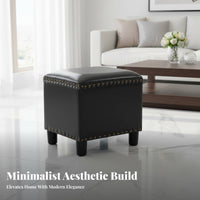 Rectangular Leather Ottoman Multi-Functional Square Ottoman Faux Leather Footrest for Living Room, Bedroom, Entryway