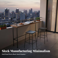 Warehouse Bar Table High Top Narrow Counter-Height Table Set Space-Saving Design Tall Dining Furniture for Apartment Dwellers, Balcony, Kitchen