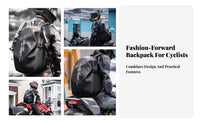 Motorcycle Backpack Reflective Large Capacity Waterproof Riding Rucksack for Commuters, Commuting, Outdoor Activities