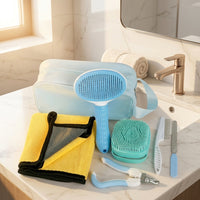 Cat Brush and Dog Brush for Hair Removal, Soft Silicone Cat Grooming Brush for Bathing, 8 Piece Cat Grooming Kit with Towel, for Long Haired Dogs
