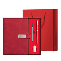 Metal Clasp A5 Notebook Gift Set Stitched Border Leather-Look Notebook Set