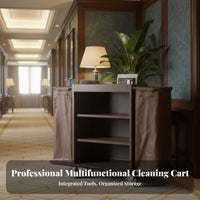 Hotel Janitorial Cart Multi-Functional Commercial Housekeeping Cart Detachable Bags 3 Shelf Linen Trolley for Janitors, Hotels, Guest Rooms