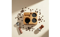 Solid Wood Wooden Espresso Tamping Station Multifunctional Coffee Professional Tool Organizer Block Adjustable for Baristas, Cafe Bar