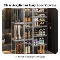 Dustproof Shoe Storage Box Large Capacity Boot Storage Container High Clarity Stackable Shoe Box Space-Saving for Women, Sneakerheads, Adults, Walk-in Closet, Bedroom, Entryway, Garage