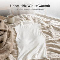 Women's Thermal Ribbed Half-High Collar Vest with Built-in Bra and Fleece Lining