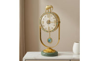 Ceramic Elephant Clock Glazed Golden Tabletop Clock Classic Look Home Decor Timepiece for Tabletop Display